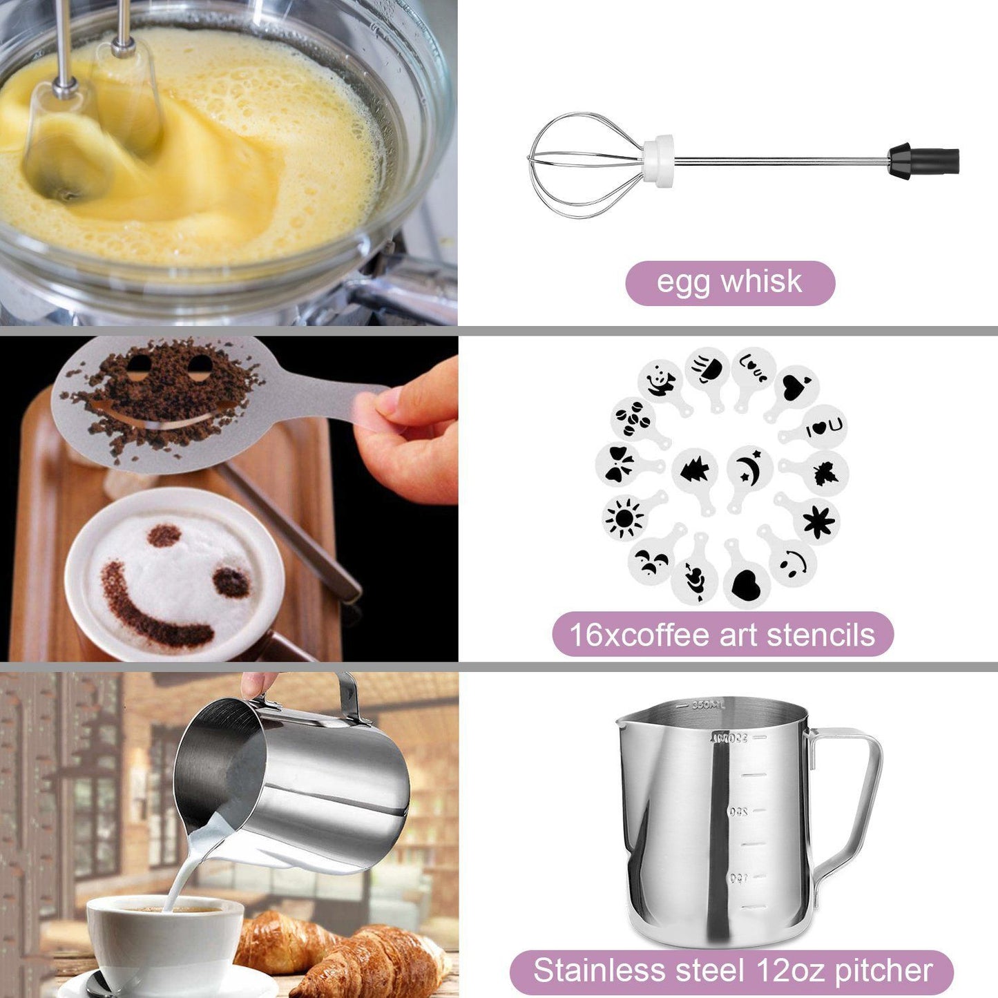 Frendorf | 19-Pack: USB Elektrischer Milch Kaffee Schaumgeyer Pitcher Set