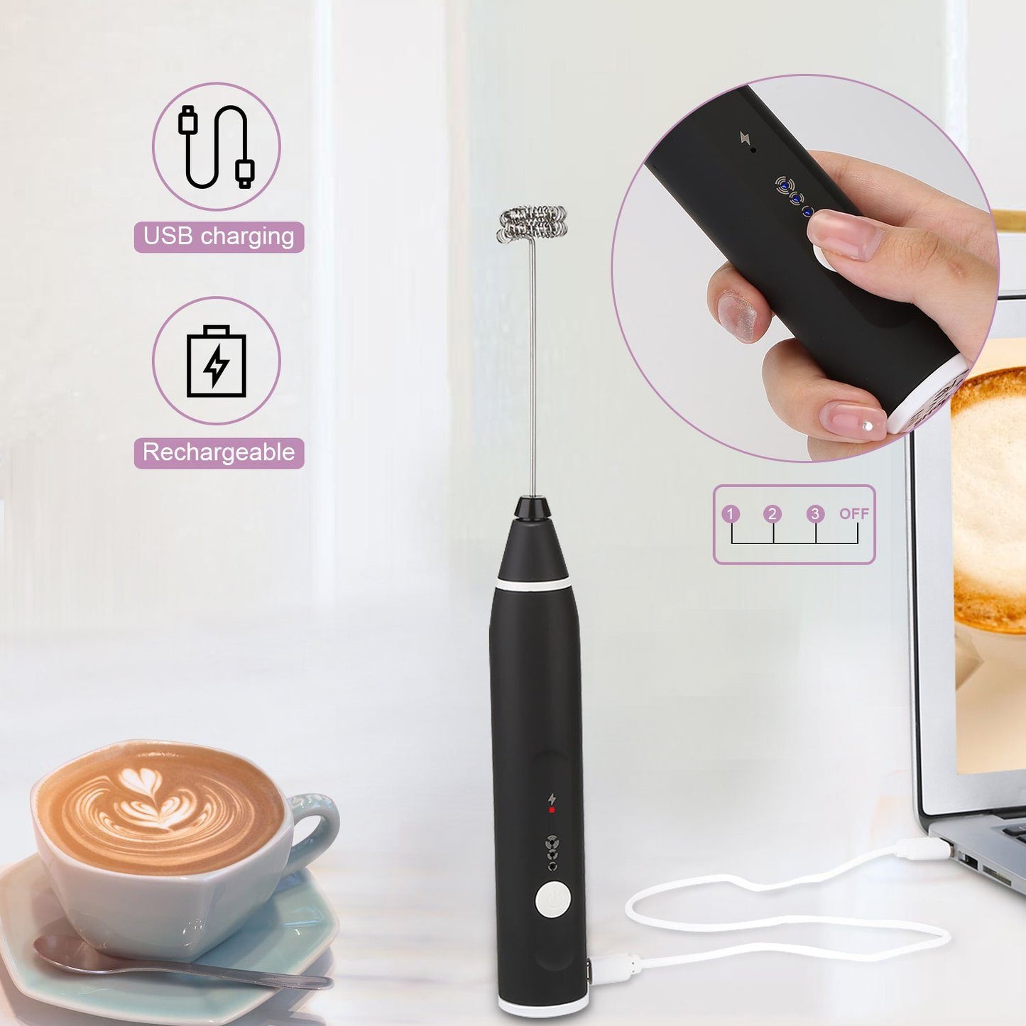 Frendorf | 19-Pack: USB Elektrischer Milch Kaffee Schaumgeyer Pitcher Set