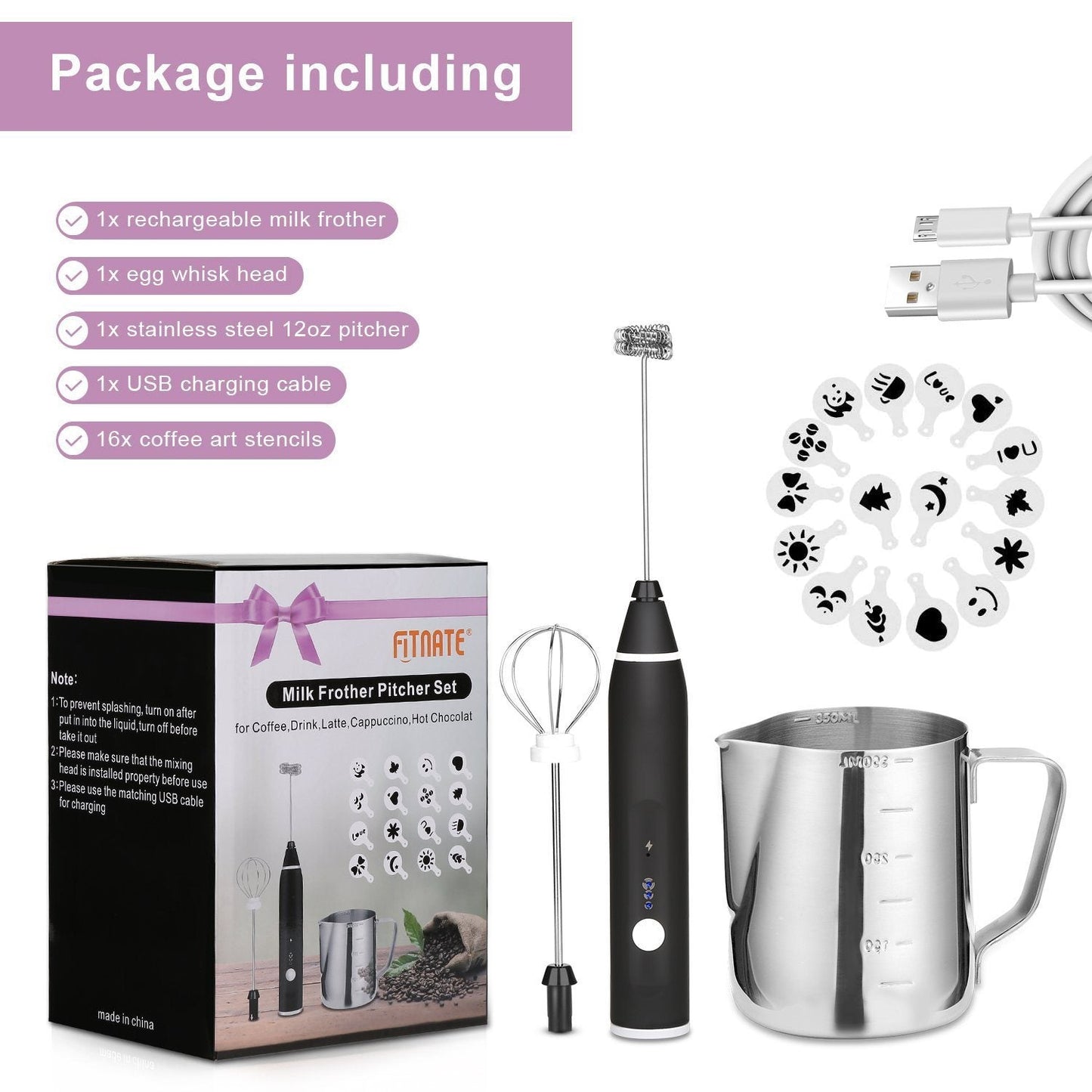 Frendorf | 19-Pack: USB Elektrischer Milch Kaffee Schaumgeyer Pitcher Set