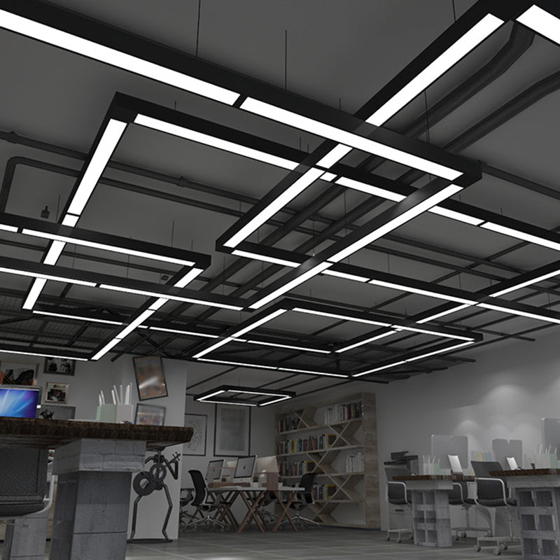 Lineare Deckenhängelampe Moderne Acryl Schwarz LED Tropf Pendelleuchte für Büro, 23,5"/47"/59" Breite