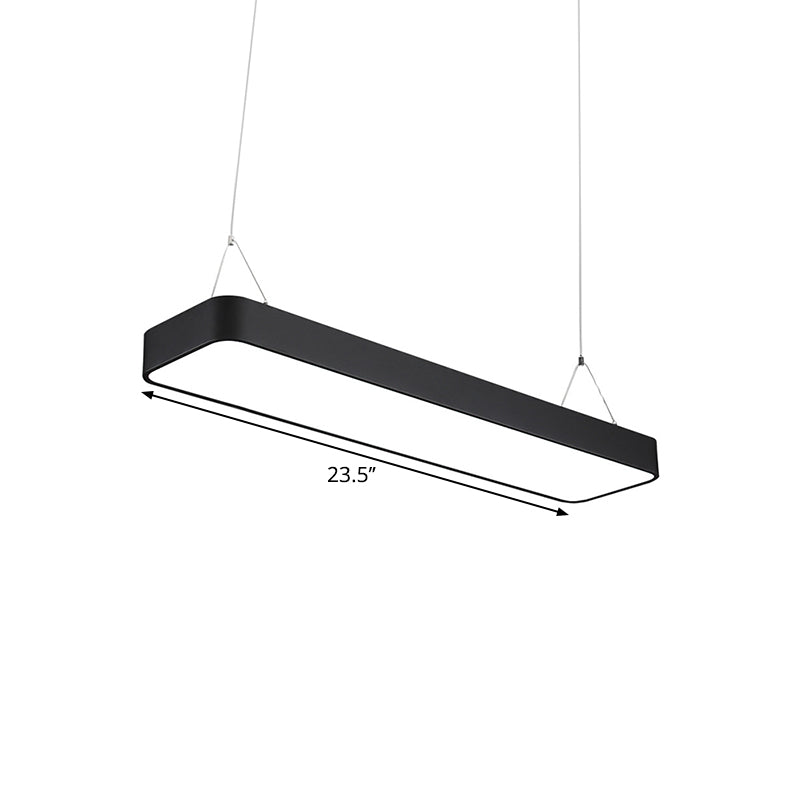 Büro LED Hängeleuchte Moderne schwarze Pendelleuchte mit rechteckigem Acrylschirm, 23,5"/47"/71" L