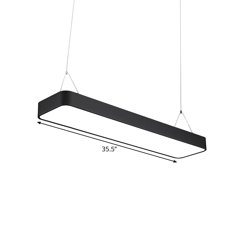 Büro LED Hängeleuchte Moderne schwarze Pendelleuchte mit rechteckigem Acrylschirm, 23,5"/47"/71" L