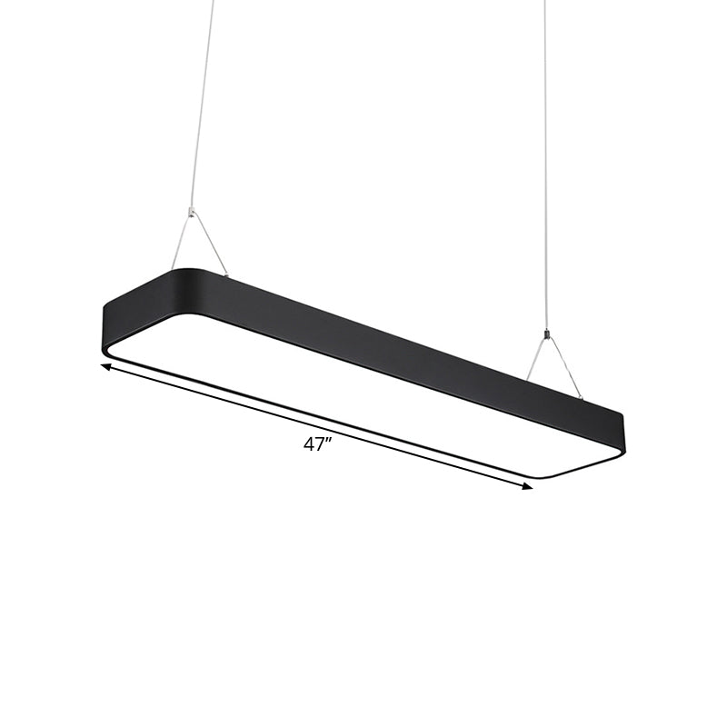 Büro LED Hängeleuchte Moderne schwarze Pendelleuchte mit rechteckigem Acrylschirm, 23,5"/47"/71" L