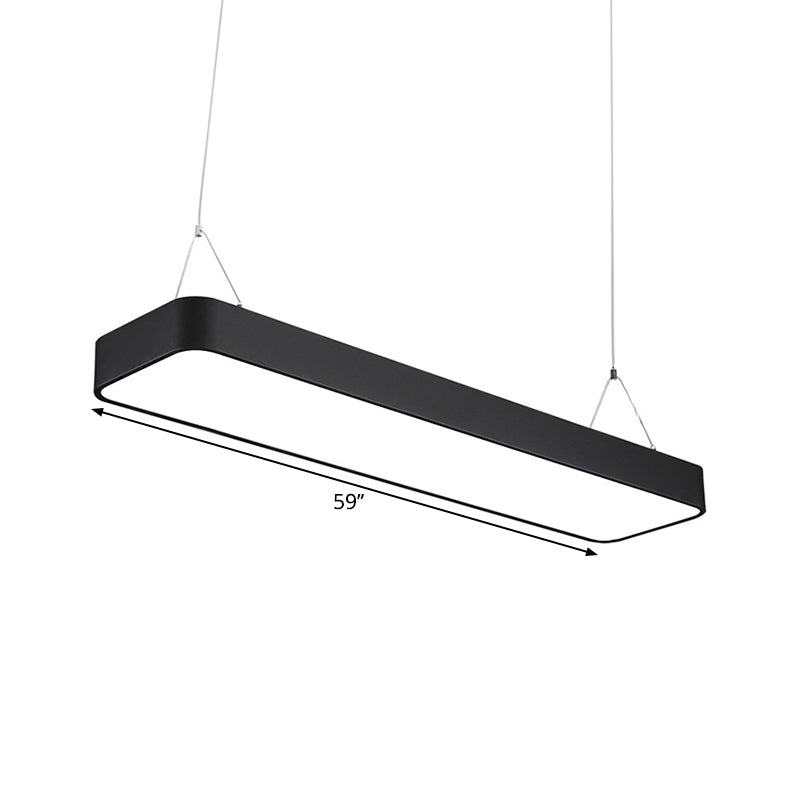 Büro LED Hängeleuchte Moderne schwarze Pendelleuchte mit rechteckigem Acrylschirm, 23,5"/47"/71" L