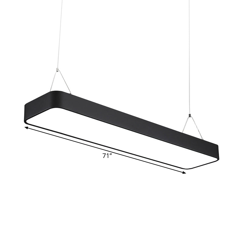 Büro LED Hängeleuchte Moderne schwarze Pendelleuchte mit rechteckigem Acrylschirm, 23,5"/47"/71" L