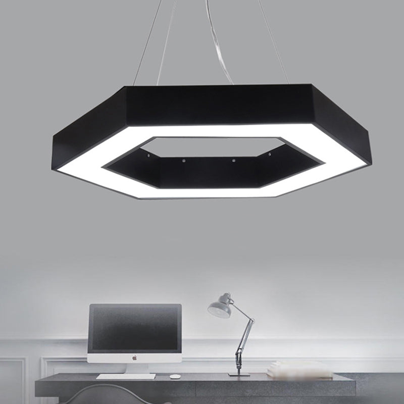 Acryl Hexagon Hängende Pendelleuchte Modern 16"/23.5"/39" W LED Deckenleuchte in Schwarz/Weiß für Büro