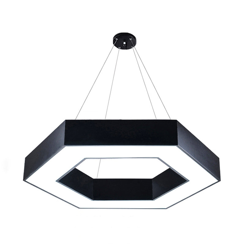 Acryl Hexagon Hängende Pendelleuchte Modern 16"/23.5"/39" W LED Deckenleuchte in Schwarz/Weiß für Büro