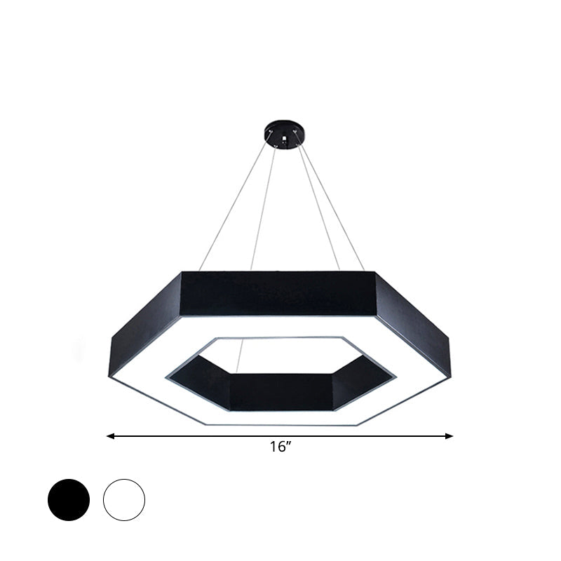 Acryl Hexagon Hängende Pendelleuchte Modern 16"/23.5"/39" W LED Deckenleuchte in Schwarz/Weiß für Büro