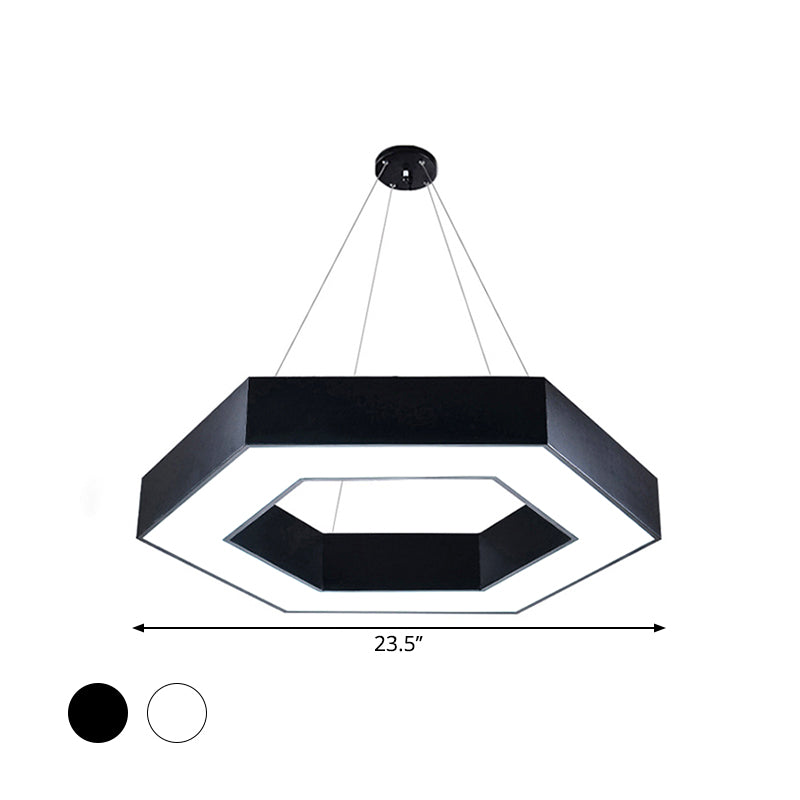 Acryl Hexagon Hängende Pendelleuchte Modern 16"/23.5"/39" W LED Deckenleuchte in Schwarz/Weiß für Büro