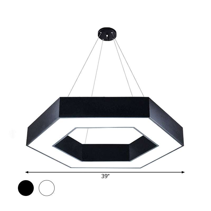 Acryl Hexagon Hängende Pendelleuchte Modern 16"/23.5"/39" W LED Deckenleuchte in Schwarz/Weiß für Büro