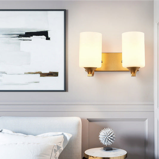 Frendorf | 2-Lampen Wandlamp Traditionele Cilindervormige Melkglazen Wandverlichting in Goud