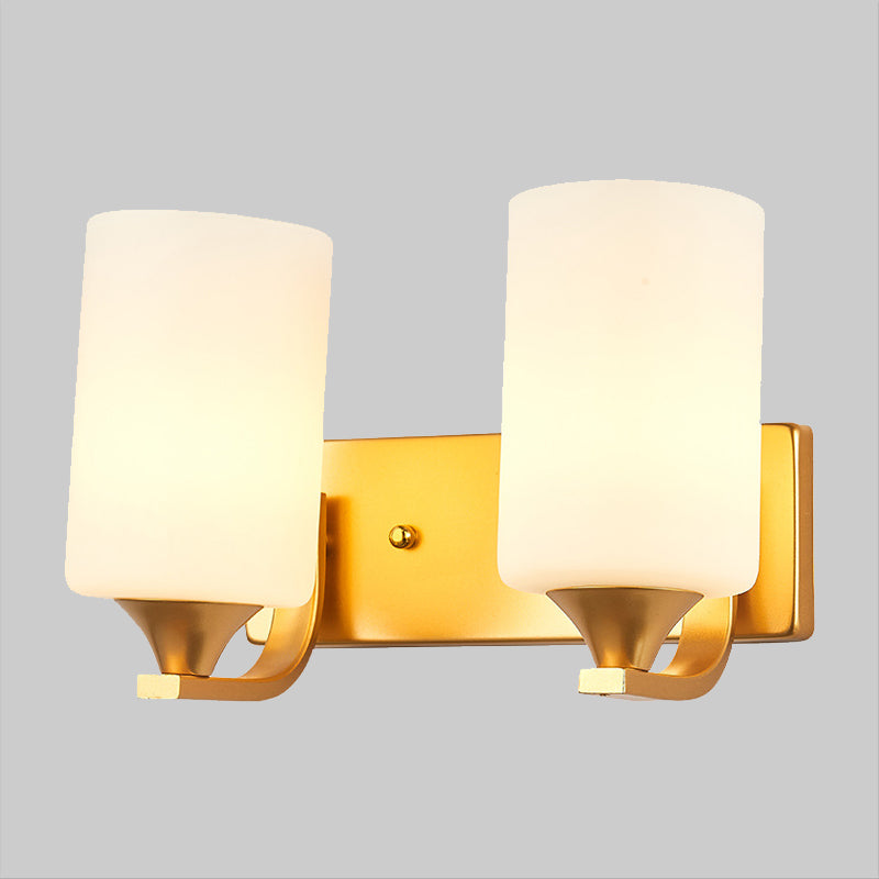 Frendorf | 2-Lampen Wandlamp Traditionele Cilindervormige Melkglazen Wandverlichting in Goud