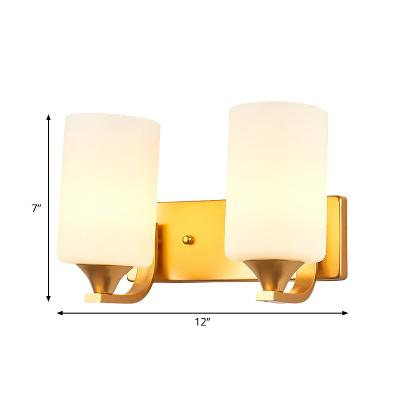Frendorf | 2-Lampen Wandlamp Traditionele Cilindervormige Melkglazen Wandverlichting in Goud