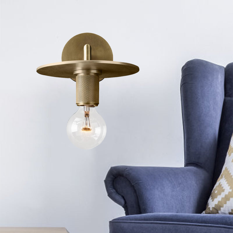 Frendorf | 1-Birnen Wandlampe Einfache Exponierte Birne Metall Wandleuchte Ideen in Schwarz/Messing/Chrom mit Flachem Deckel