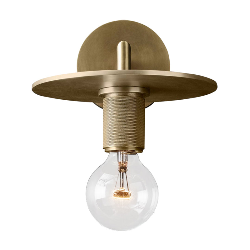 Frendorf | 1-Birnen Wandlampe Einfache Exponierte Birne Metall Wandleuchte Ideen in Schwarz/Messing/Chrom mit Flachem Deckel