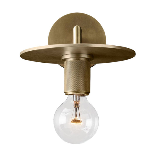 Frendorf | 1-Birnen Wandlampe Einfache Exponierte Birne Metall Wandleuchte Ideen in Schwarz/Messing/Chrom mit Flachem Deckel