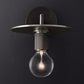 Frendorf | 1-Birnen Wandlampe Einfache Exponierte Birne Metall Wandleuchte Ideen in Schwarz/Messing/Chrom mit Flachem Deckel