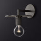 Frendorf | 1-Birnen Wandlampe Einfache Exponierte Birne Metall Wandleuchte Ideen in Schwarz/Messing/Chrom mit Flachem Deckel