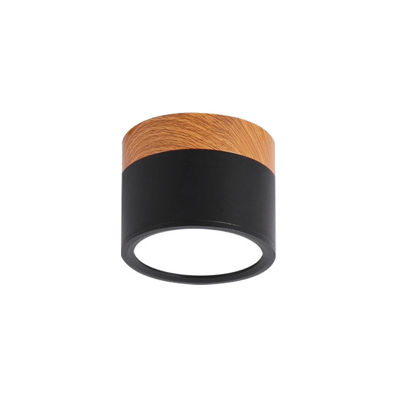 Moderne Macaron Deckenleuchte – Kompakte Metall/Holz Flush Mount Beleuchtung für Küche und Bar in Gelb, Blau und Schwarz