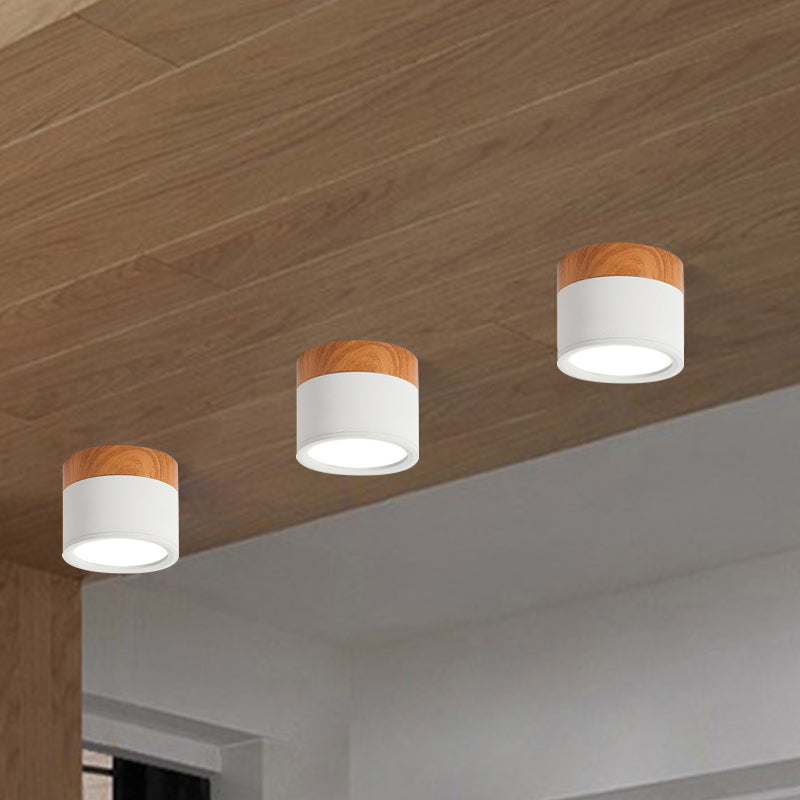 Moderne Macaron Deckenleuchte – Kompakte Metall/Holz Flush Mount Beleuchtung für Küche und Bar in Gelb, Blau und Schwarz
