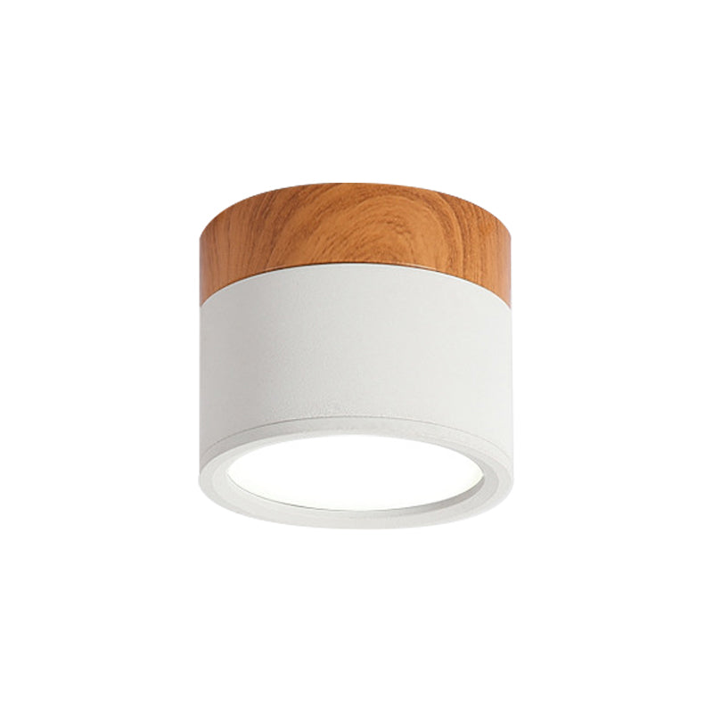 Moderne Macaron Deckenleuchte – Kompakte Metall/Holz Flush Mount Beleuchtung für Küche und Bar in Gelb, Blau und Schwarz
