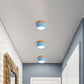 Moderne Macaron Deckenleuchte – Kompakte Metall/Holz Flush Mount Beleuchtung für Küche und Bar in Gelb, Blau und Schwarz