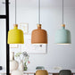 Wein Jar-förmige Down Lighting Macaron Aluminium 1-Licht Offene Küche Pendelleuchte in Blau/Gold/Braun mit Holz-Kork