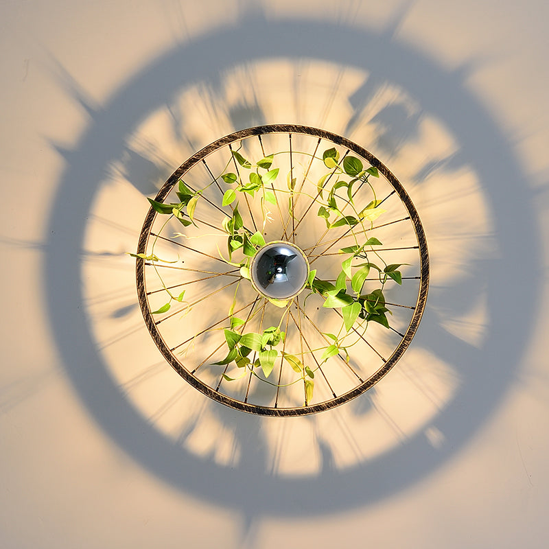 Frendorf | Wheel Iron LED Wandlamp Beugel Boerderij Garage Planten Wandverlichting in Roze/Groen/Roze Rood