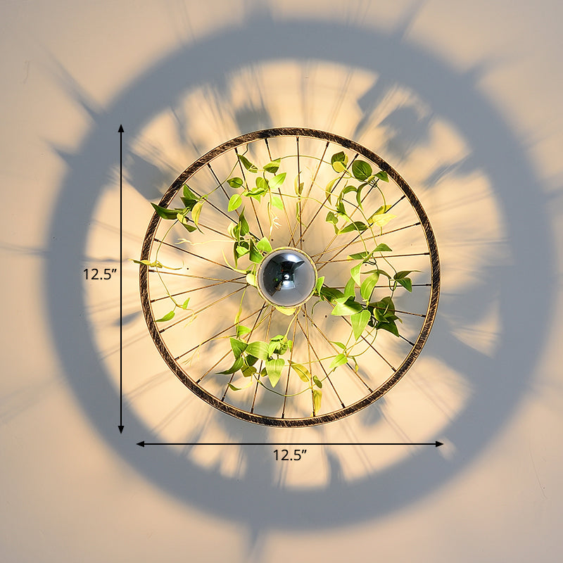 Frendorf | Wheel Iron LED Wandlamp Beugel Boerderij Garage Planten Wandverlichting in Roze/Groen/Roze Rood