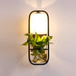 Frendorf | 1 Glühbirne Zylindrische Wandleuchte Lodge Schwarz/Weiß/Gold Stoff Wandlampe mit Warm/Weiß Licht und PflanzenTopf