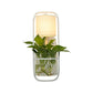 Frendorf | 1 Glühbirne Zylindrische Wandleuchte Lodge Schwarz/Weiß/Gold Stoff Wandlampe mit Warm/Weiß Licht und PflanzenTopf