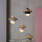 2-schattige Eisen-Hängelampe Kit Macaron Einzeln Pink/Grau/Grün und Holz Pendelleuchte