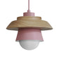 2-schattige Eisen-Hängelampe Kit Macaron Einzeln Pink/Grau/Grün und Holz Pendelleuchte