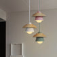 2-schattige Eisen-Hängelampe Kit Macaron Einzeln Pink/Grau/Grün und Holz Pendelleuchte