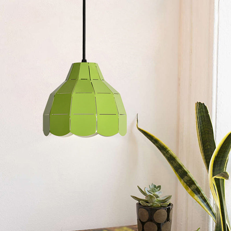 Laser Cut Floral Aluminium Tropfen Pendant Macaron 1 Glühbirne Grün/Gelb/Grau Hängeleuchte