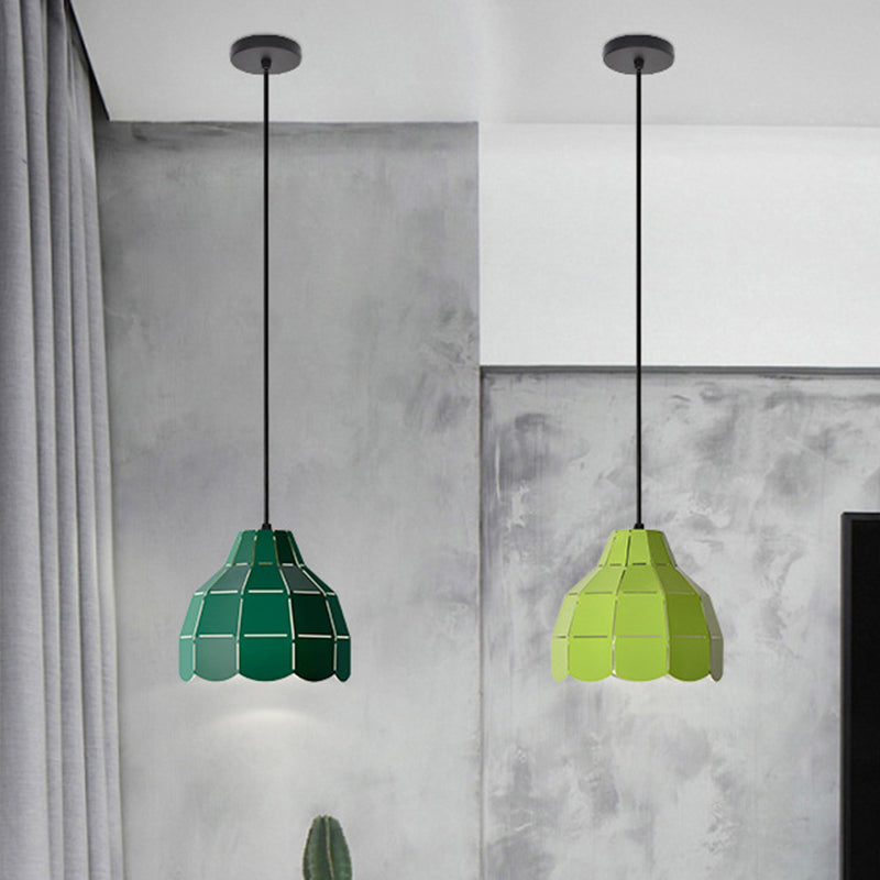 Laser Cut Floral Aluminium Tropfen Pendant Macaron 1 Glühbirne Grün/Gelb/Grau Hängeleuchte