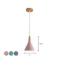 Grau/Rosa/Grün Kegel Hängeleuchte Macaron 1 Glühbirne Aluminium Deckenpendelleuchte mit Holzaufsatz für das Esszimmer