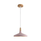 Grau/Rosa/Grün Kegel Hängeleuchte Macaron 1 Glühbirne Aluminium Deckenpendelleuchte mit Holzaufsatz für das Esszimmer