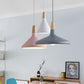 Grau/Rosa/Grün Kegel Hängeleuchte Macaron 1 Glühbirne Aluminium Deckenpendelleuchte mit Holzaufsatz für das Esszimmer