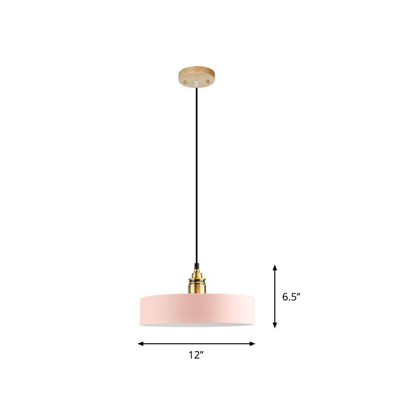 Dome/Zylinder/Kegel Eisen Hängeleuchte Macaron Einzel Weiß/Rosa/Blau und Messing Deckenpendelleuchte für Nachttisch
