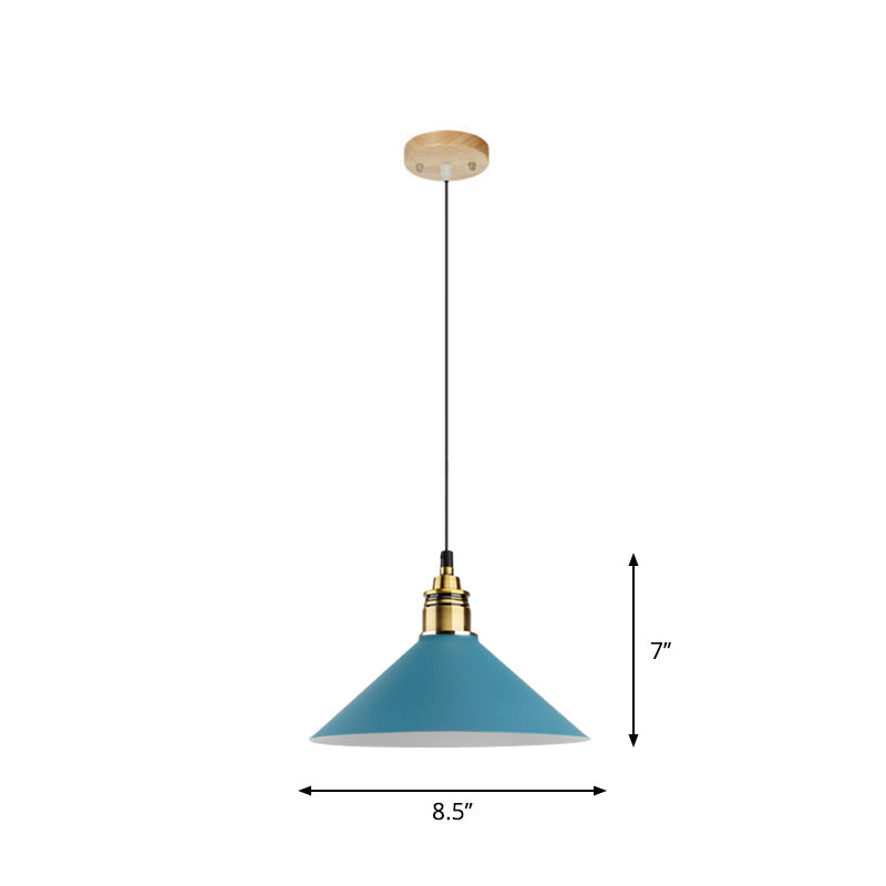 Dome/Zylinder/Kegel Eisen Hängeleuchte Macaron Einzel Weiß/Rosa/Blau und Messing Deckenpendelleuchte für Nachttisch