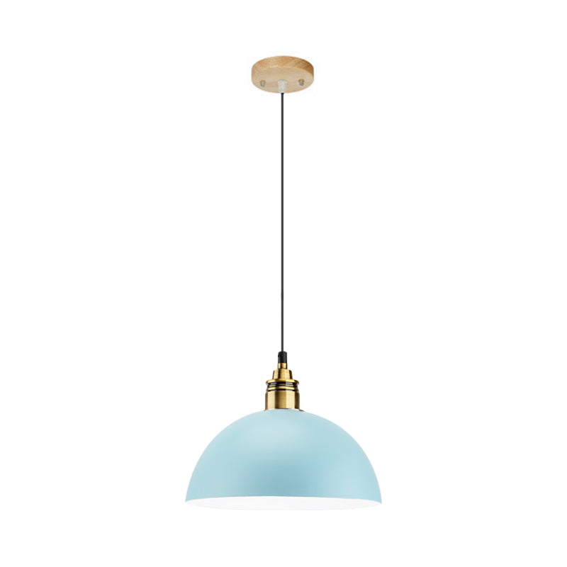 Dome/Zylinder/Kegel Eisen Hängeleuchte Macaron Einzel Weiß/Rosa/Blau und Messing Deckenpendelleuchte für Nachttisch