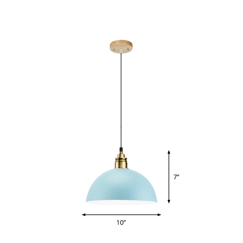 Dome/Zylinder/Kegel Eisen Hängeleuchte Macaron Einzel Weiß/Rosa/Blau und Messing Deckenpendelleuchte für Nachttisch