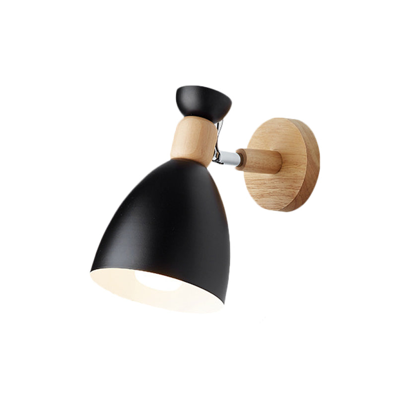 Frendorf | Bär/Glocke Rotierende Wandmontierte Lampe Macaron Eisen 1-Kopf Nachttisch Lese Wandlicht in Weiß/Rosa/Grün und Holz