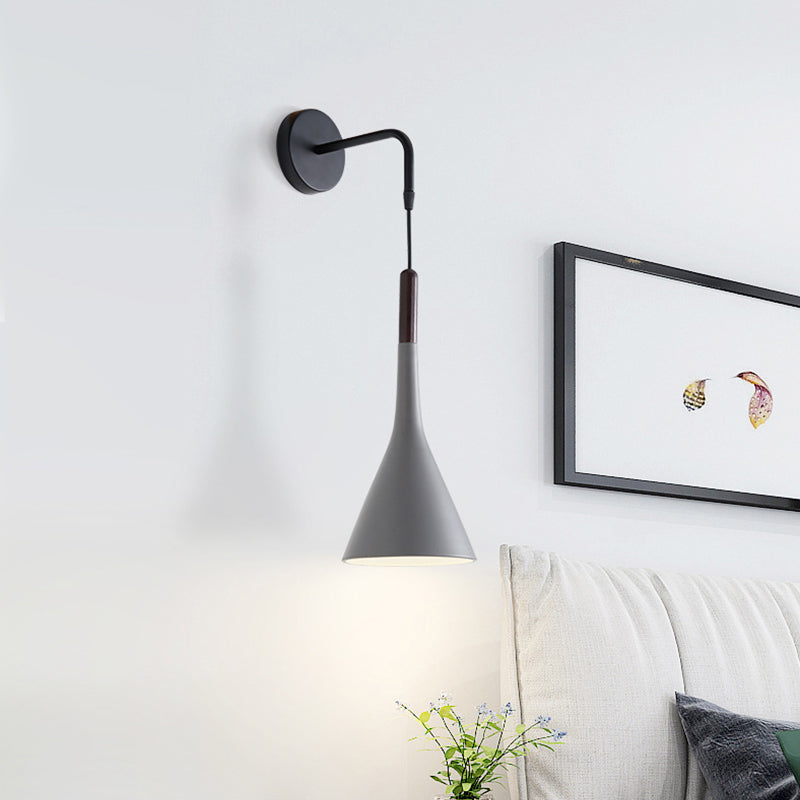 Frendorf | Trichter/Klok/Hirsch Wandleuchte Nordic Eisen Einfach Grau Wandmontierte Beleuchtungseinrichtung in Warm/Weiß Licht für Schlafzimmer