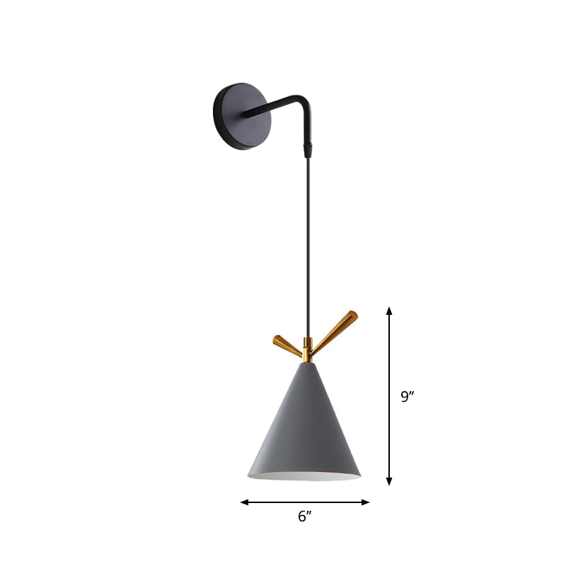 Frendorf | Trichter/Klok/Hirsch Wandleuchte Nordic Eisen Einfach Grau Wandmontierte Beleuchtungseinrichtung in Warm/Weiß Licht für Schlafzimmer