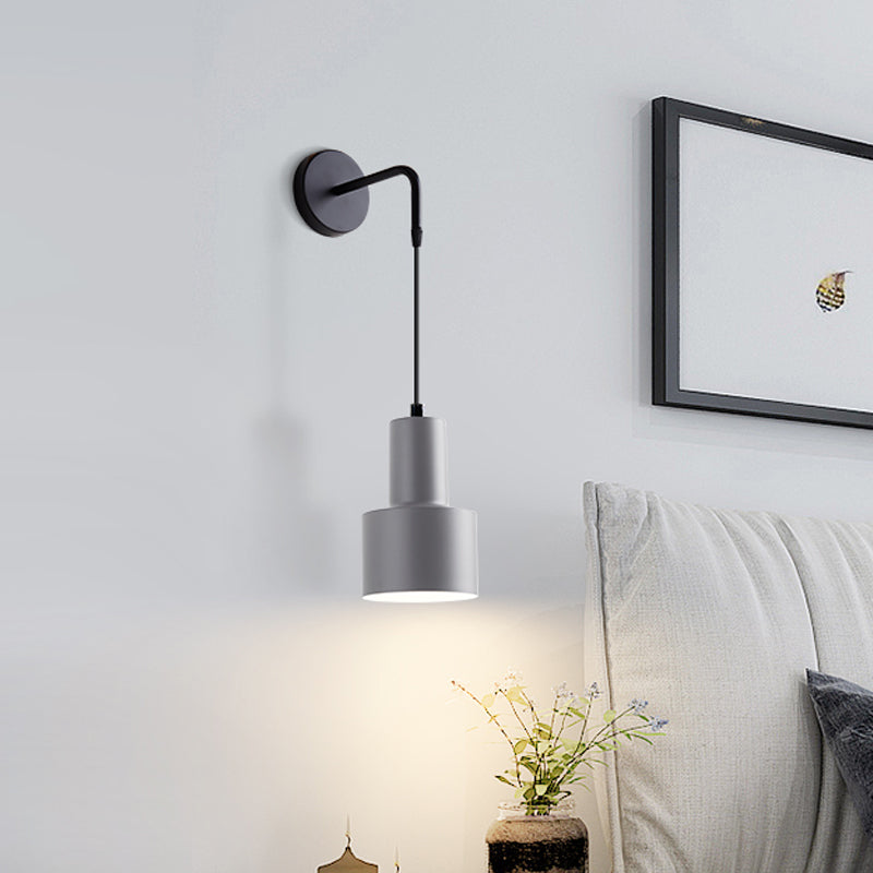 Frendorf | Trichter/Klok/Hirsch Wandleuchte Nordic Eisen Einfach Grau Wandmontierte Beleuchtungseinrichtung in Warm/Weiß Licht für Schlafzimmer