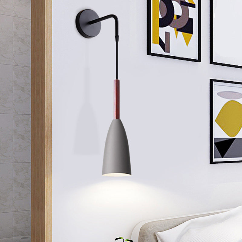 Frendorf | Trichter/Klok/Hirsch Wandleuchte Nordic Eisen Einfach Grau Wandmontierte Beleuchtungseinrichtung in Warm/Weiß Licht für Schlafzimmer