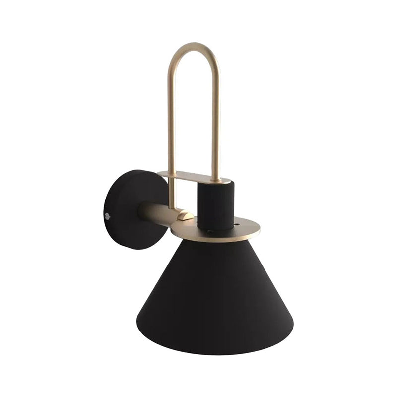Frendorf | Schwarz/Weiß/Grün Kegel Wandlampe Macaron 1-Licht Metall Wandleuchte mit gebogenem Arm für Schlafzimmer, Warm/Weiß Licht