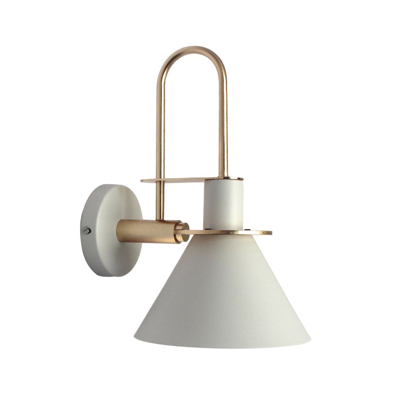 Frendorf | Schwarz/Weiß/Grün Kegel Wandlampe Macaron 1-Licht Metall Wandleuchte mit gebogenem Arm für Schlafzimmer, Warm/Weiß Licht